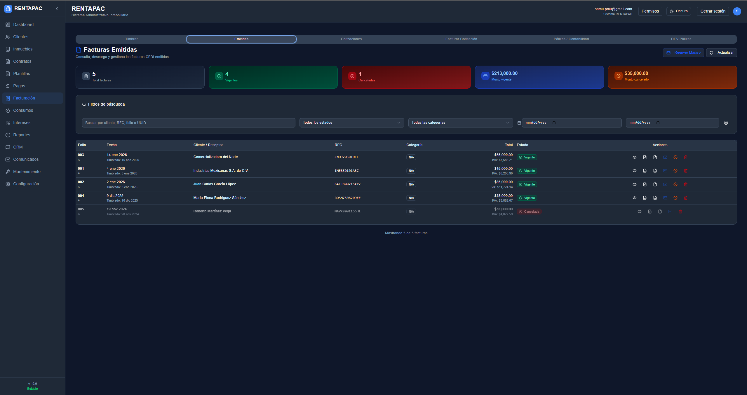 Módulo de Facturación RENTAPACK - CFDI